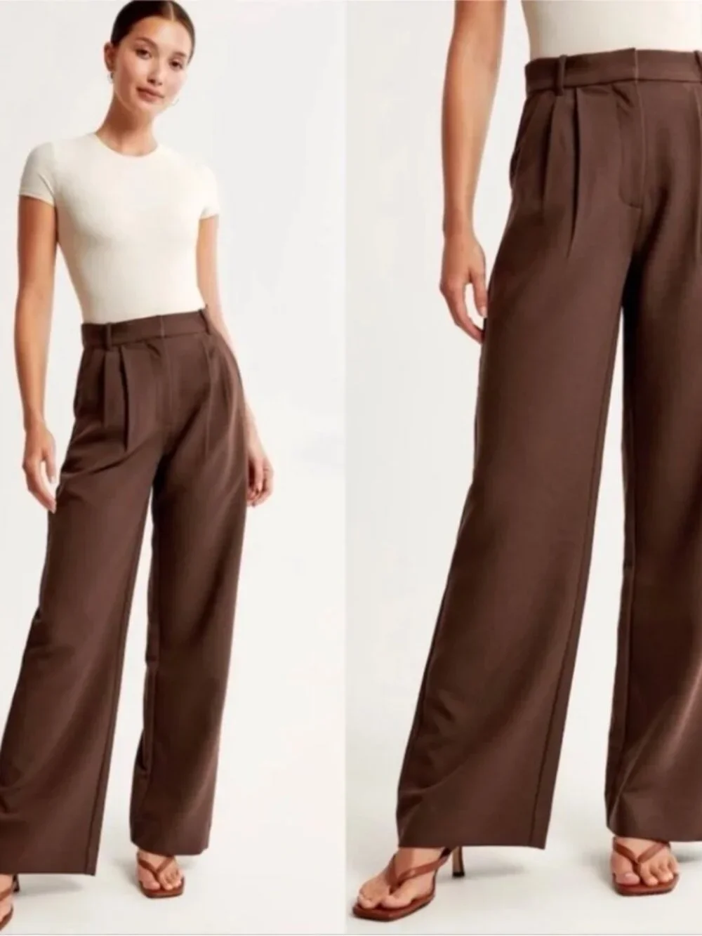 NWT Abercrombie & Fitch Sloane Satin Hi Rise Pleated Wide Leg Trouser Pants 29/8 - Picture 1 of 10